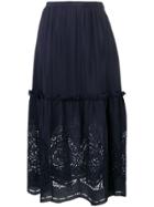 Stella Mccartney Embroidered Flared Skirt - Blue