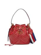 Gucci Red Gg Marmont Leather Bucket Bag