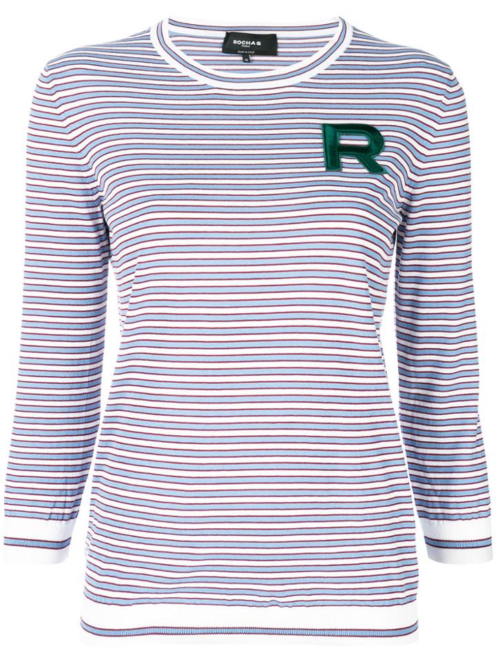 Rochas Striped Logo Top - Blue