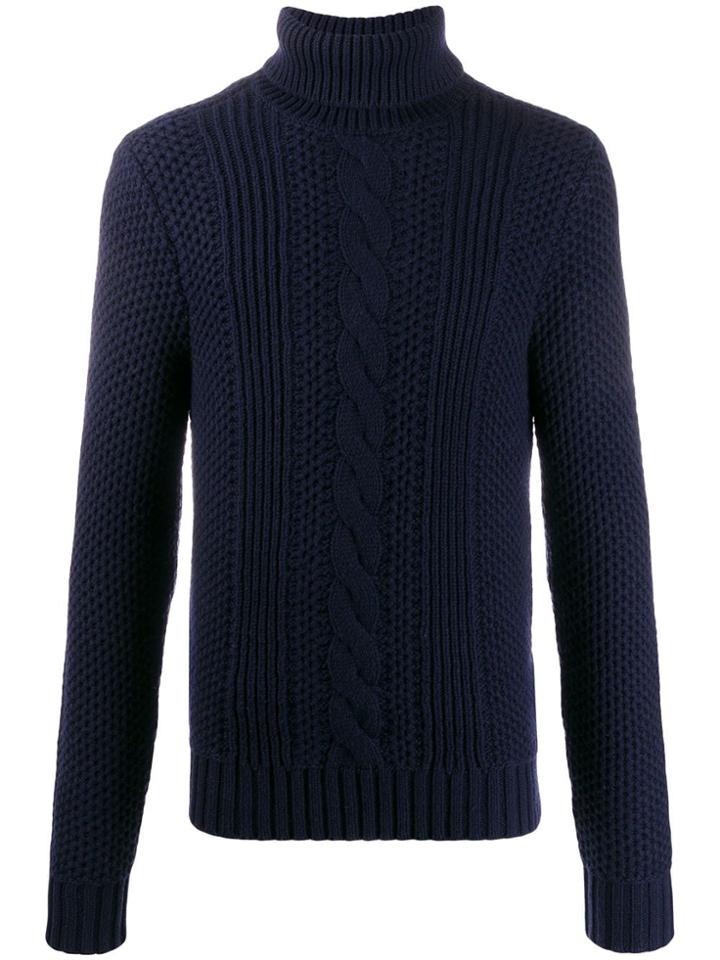 Michael Kors Cable Knit Roll Neck Jumper - Blue