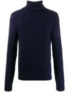 Michael Kors Cable Knit Roll Neck Jumper - Blue