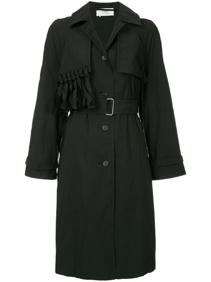 Ports 1961 Fringed Detail Trench Coat - Black