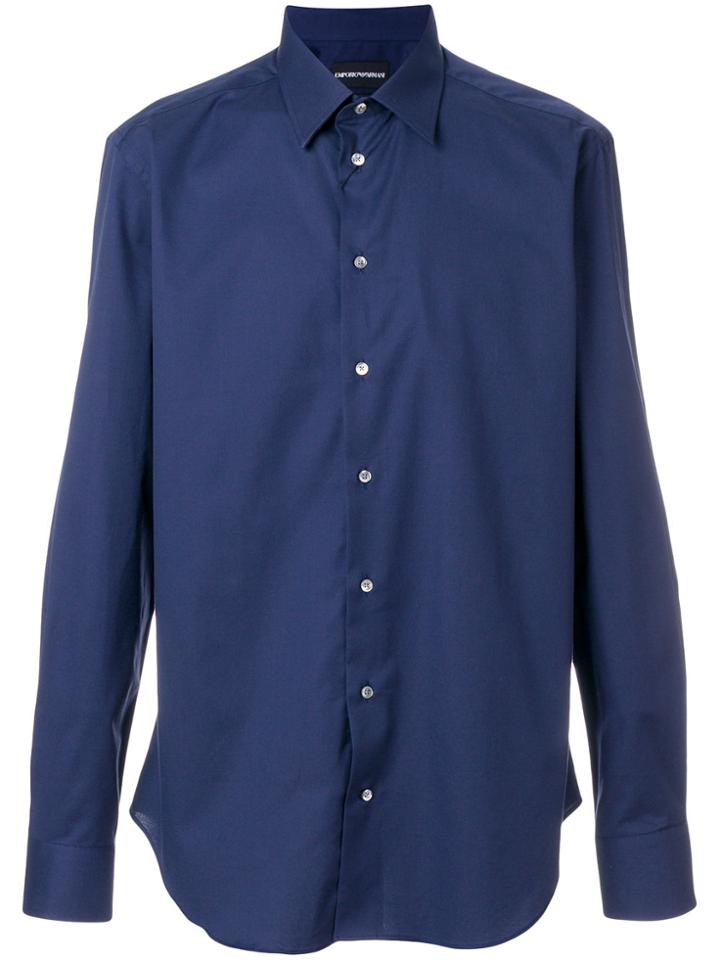Emporio Armani Buttoned Long-sleeve Shirt - Blue