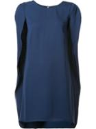 Halston Heritage Cape Short Dress, Women's, Size: 2, Blue, Polyester