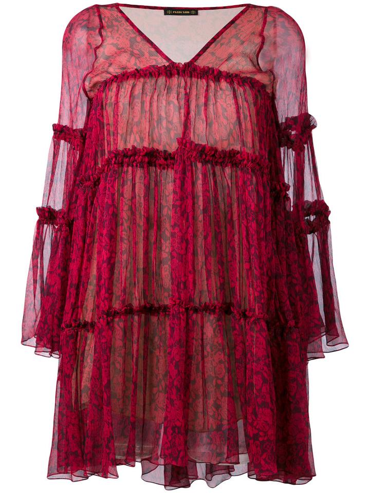 Plein Sud - Flared Dress - Women - Silk - 38, Red, Silk