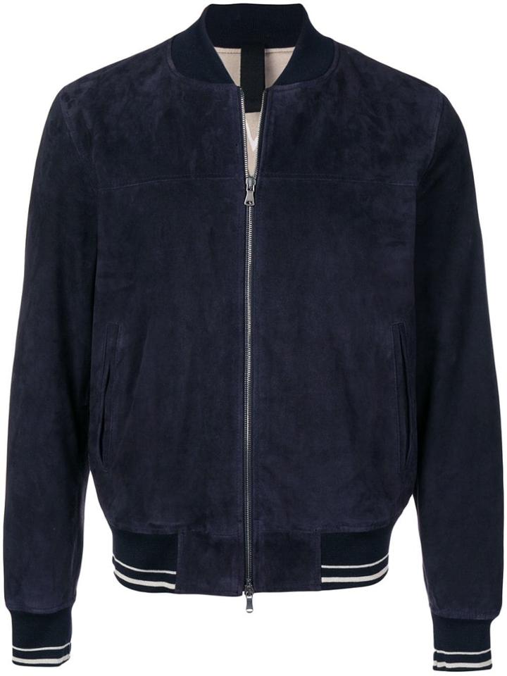 Orciani Suede Bomber Jacket - Blue