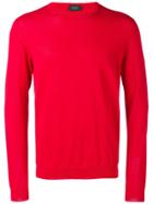 Zanone Ribbed Trim Jumper - Red