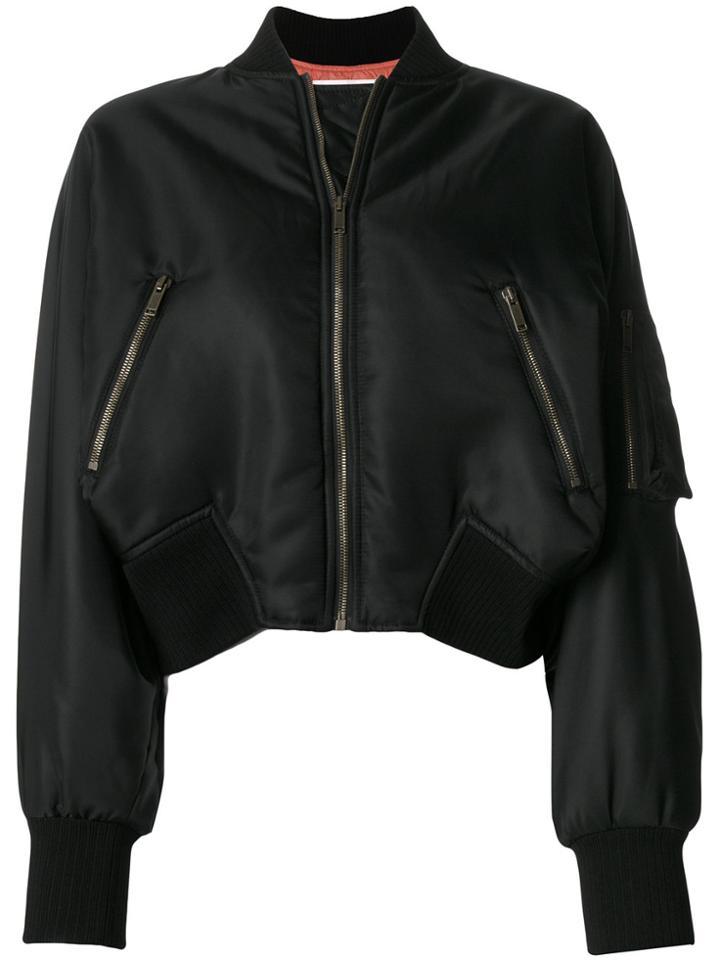 Valentino Cropped Bomber Jacket - Black