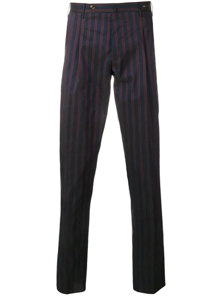 Pt01 Striped Slim-fit Trousers - Blue