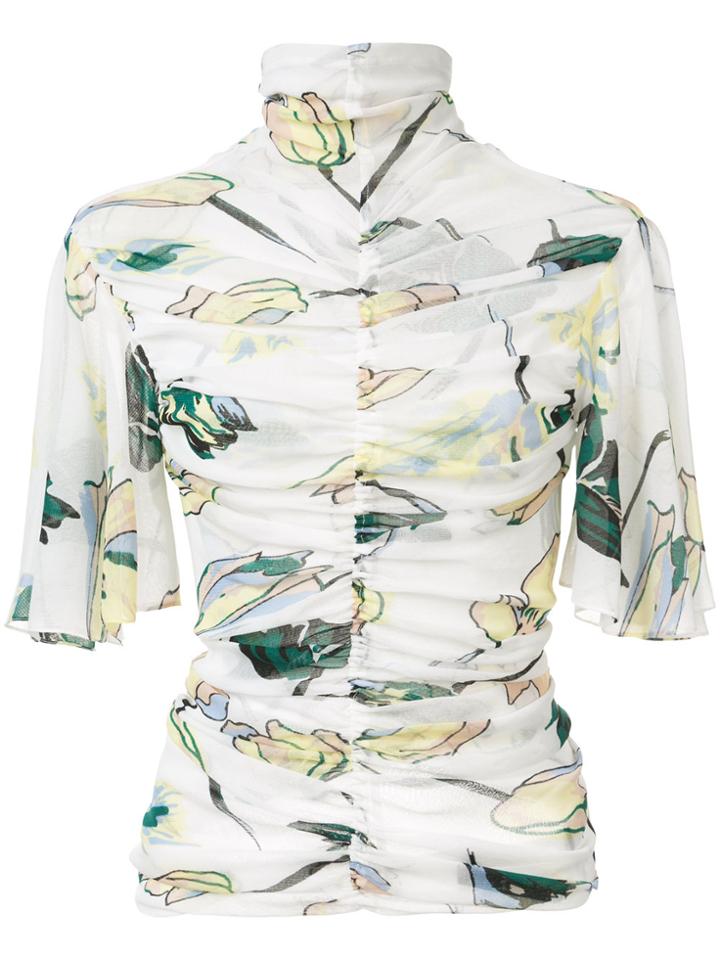 Dvf Diane Von Furstenberg Ruched Floral Top - White