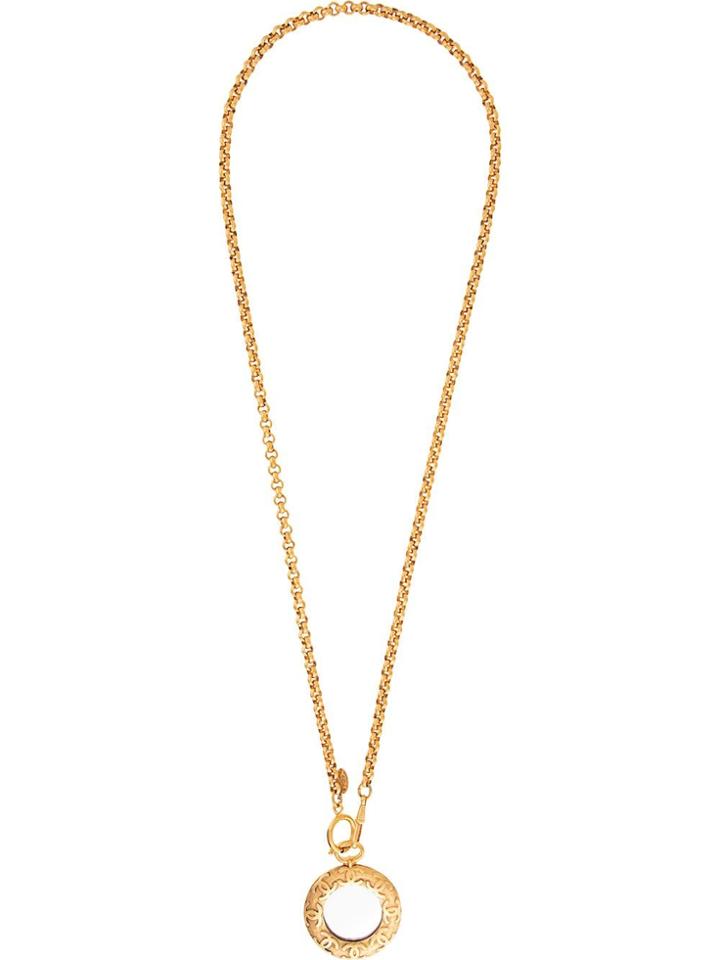 Chanel Vintage Mirror Pendant Long Necklace - Gold