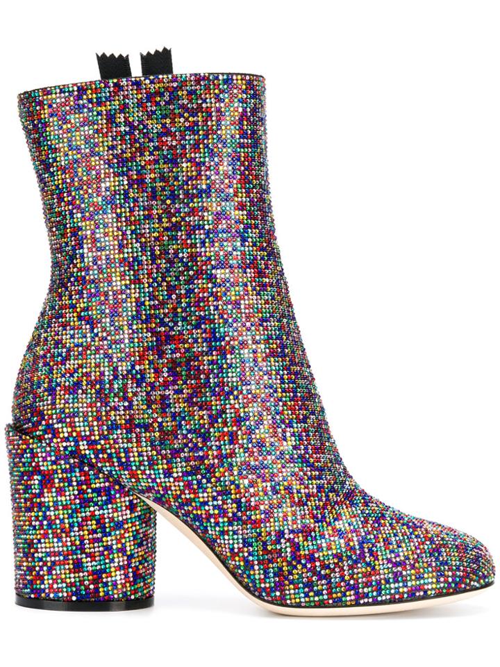 Marco De Vincenzo Embellished Ankle Boots - Red