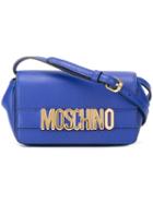 Moschino Logo Plaque Crossbody Bag, Women's, Blue, Leather