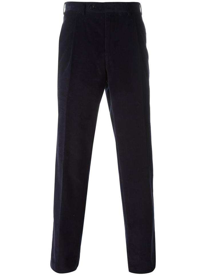 Canali Straight Trousers, Men's, Size: 56, Blue, Cotton