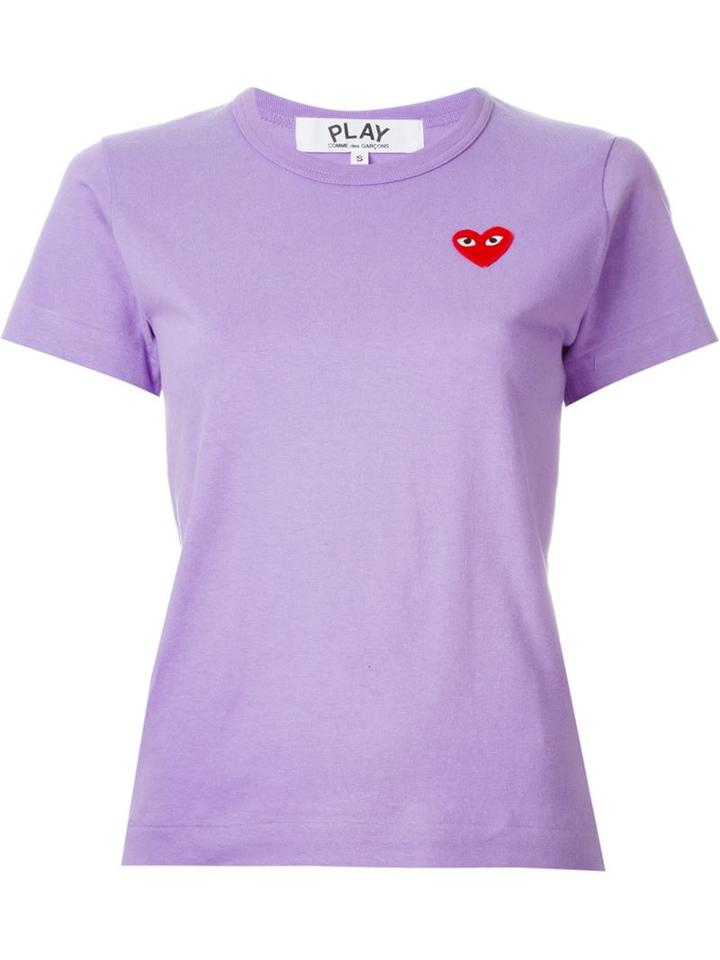 Comme Des Garçons Play Embroidered Heart T-shirt, Women's, Size: Xs, Pink/purple, Cotton