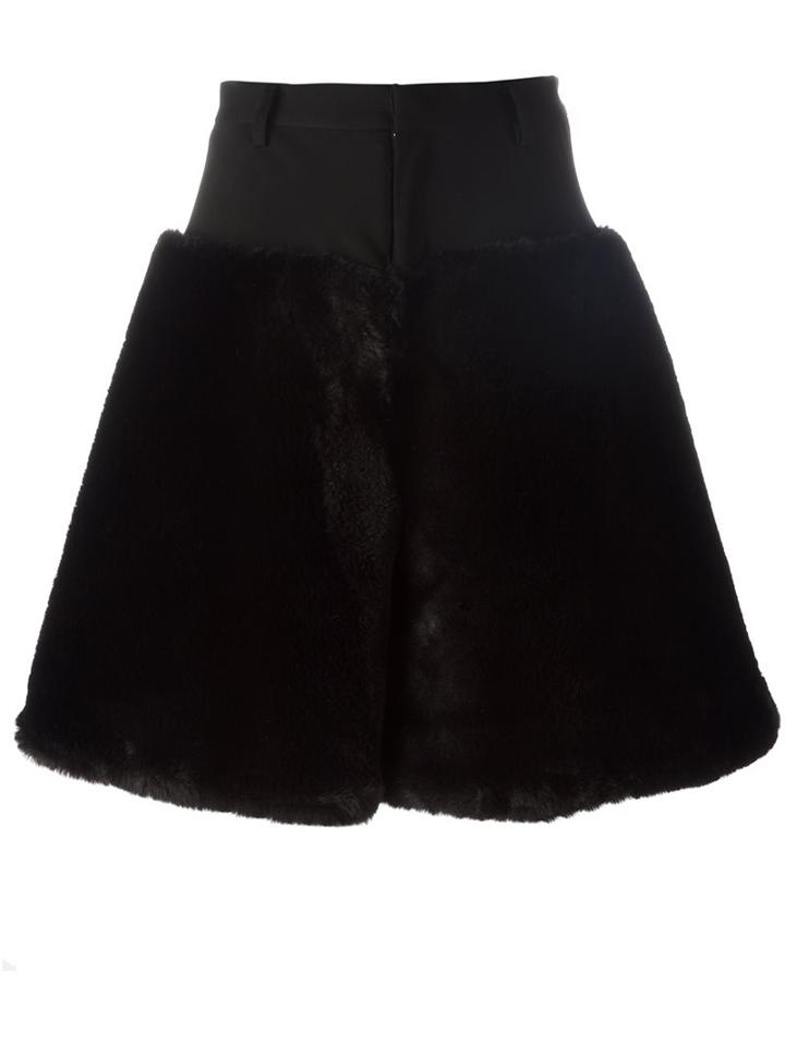 Comme Des Garçons Noir Kei Ninomiya Synthetic Fur Skirt, Women's, Size: Medium, Black, Polyester/cupro/wool