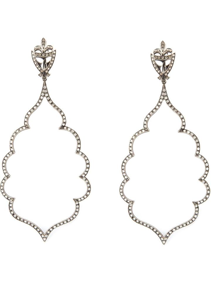 Loree Rodkin Diamond Leaf Chandlier Earrings - Grey