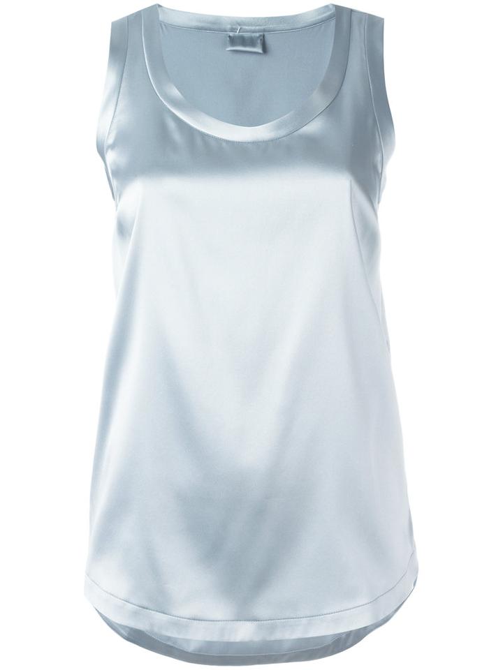 Brunello Cucinelli Scoop Neck Tank Top, Women's, Size: Small, Blue, Silk/spandex/elastane