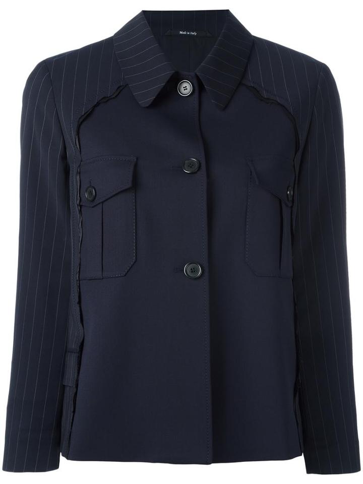 Maison Margiela Chest Pockets Jacket, Women's, Size: 40, Blue, Virgin Wool/viscose/cotton