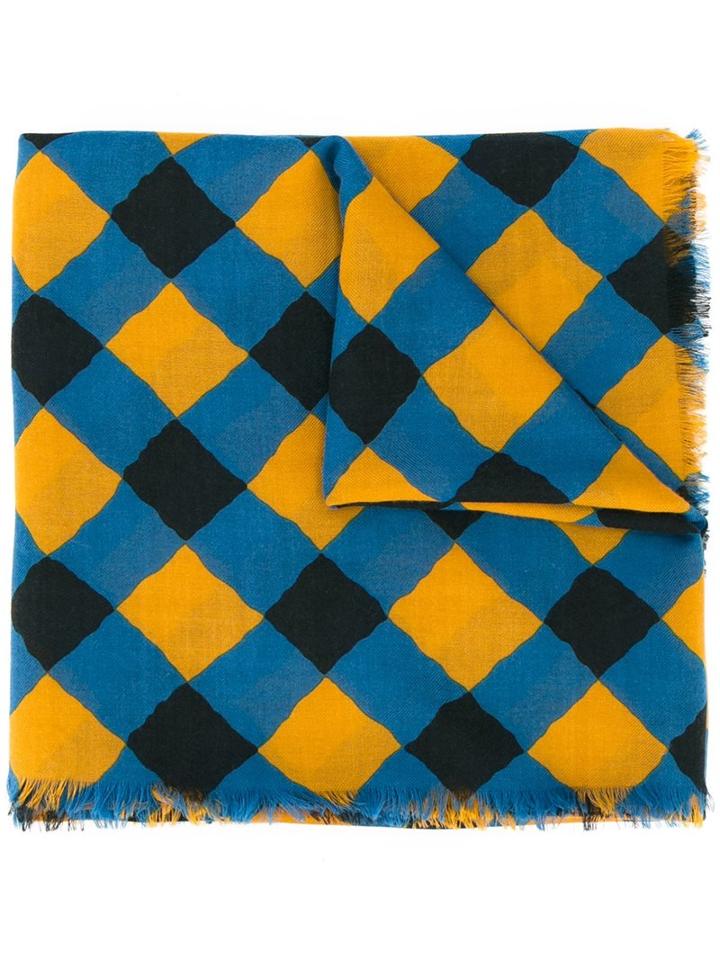 Marni Checkboard Scarf, Women's, Yellow, Cashmere/virgin Wool