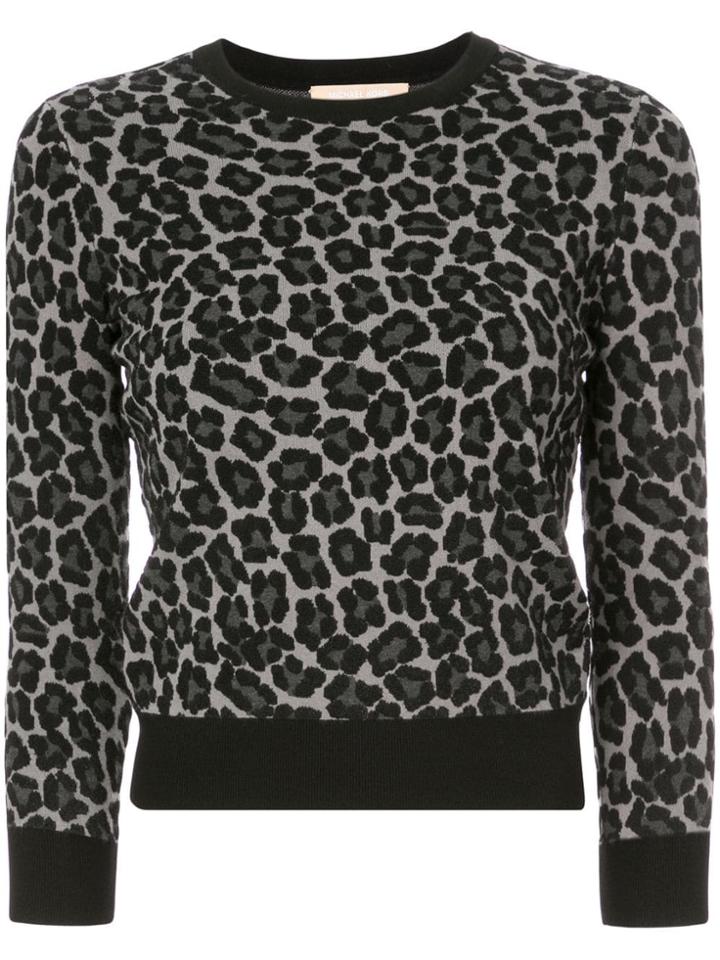 Michael Kors Collection Leopard Print Textured Top - Black