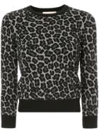Michael Kors Collection Leopard Print Textured Top - Black