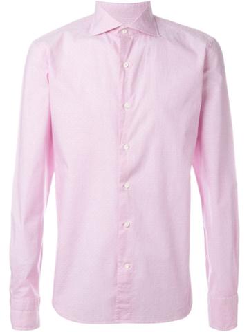 Gabriele Pasini Micro Print Shirt, Men's, Size: 39, Pink/purple, Cotton