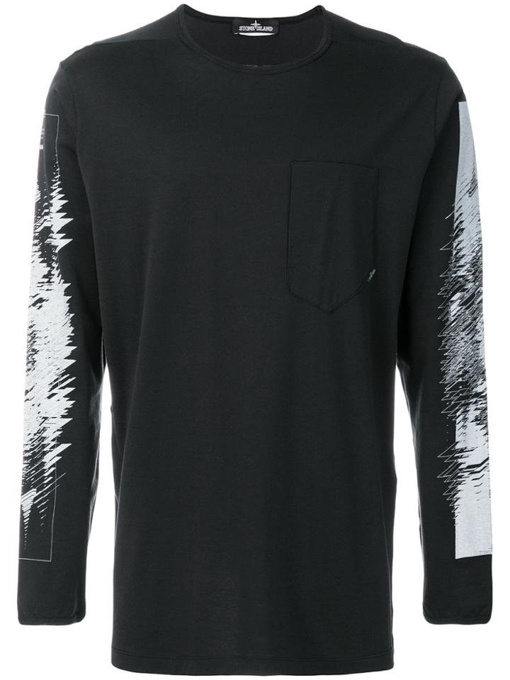 Stone Island Shadow Project Graphic Print Long Sleeve Top - Black