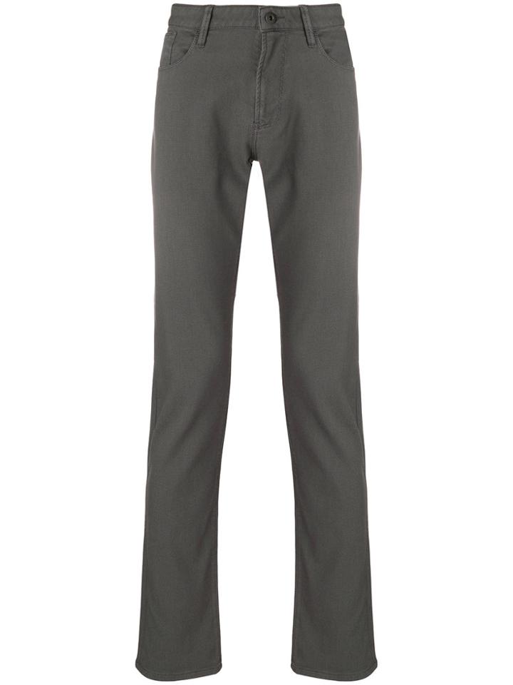 Emporio Armani Classic Flat Front Trousers - Grey