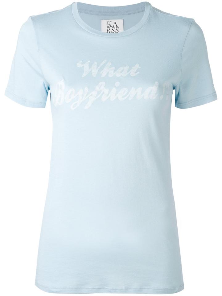 Zoe Karssen - 'what Boyfriend' Print T-shirt - Women - Cotton/modal - Xs, Blue, Cotton/modal