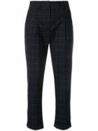 Eleventy Cropped Checked Trousers - Blue