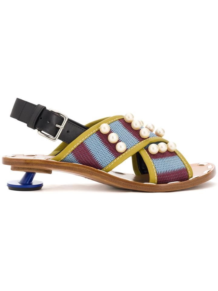 Marni Cross-over Low Heel Sandals - Blue