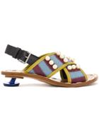 Marni Cross-over Low Heel Sandals - Blue