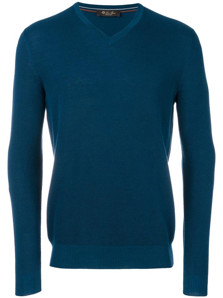 Loro Piana V-neck Jumper - Blue