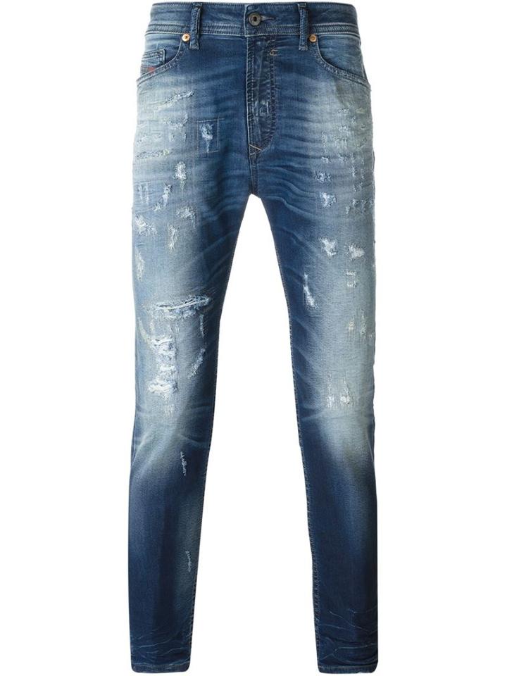 Diesel Distressed Skinny Jeans, Men's, Size: 28, Blue, Cotton/spandex/elastane/polyester