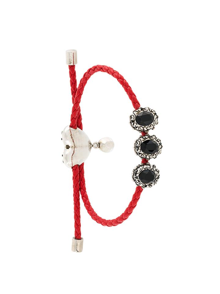 Alexander Mcqueen Embellished Braid Bracelet - Red