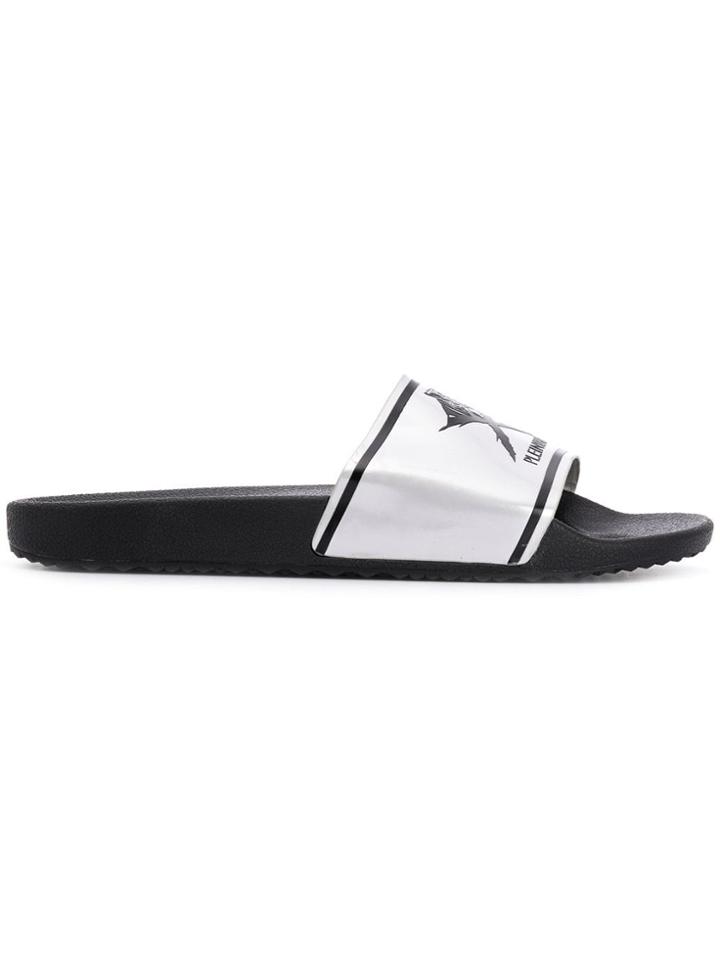 Plein Sport Branded Slippers - Grey