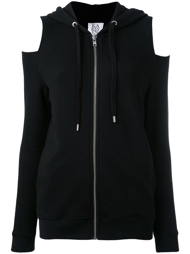 Zoe Karssen Cut-out Knees Zipped Hoodie, Women's, Size: Small, Black, Cotton/polyester
