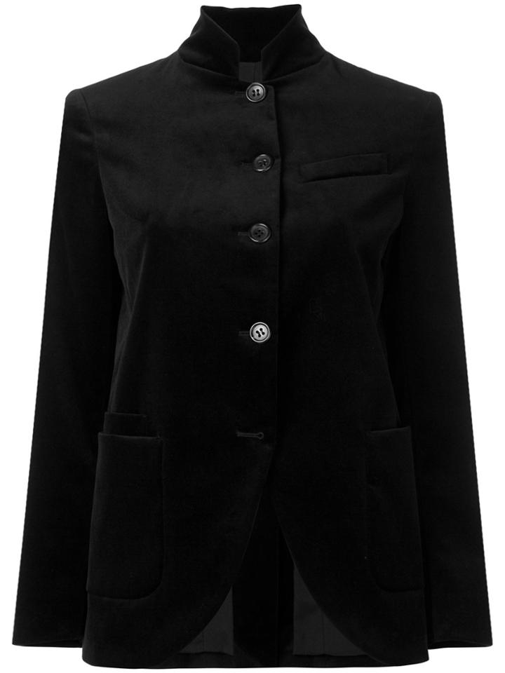 Alberto Biani Velvet Buttoned Blazer - Black
