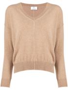 Allude Knit V-neck Sweater - Neutrals