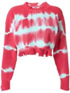 Msgm Tie-dye Raw Edge Cropped Sweater - Pink