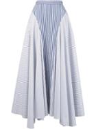 Adam Lippes Striped Asymmetric Skirt, Women's, Size: 6, Cotton
