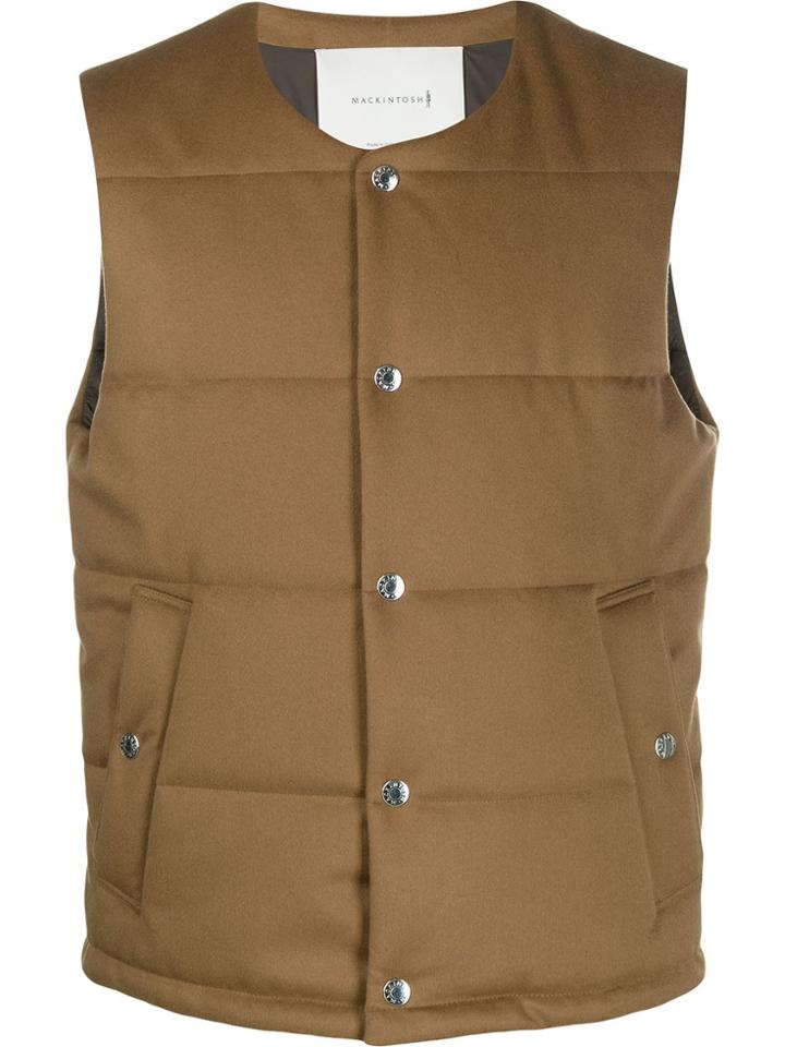 Mackintosh Collarless Padded Gilet - Brown