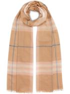 Burberry Lightweight Check Wool And Silk Scarf - Brown