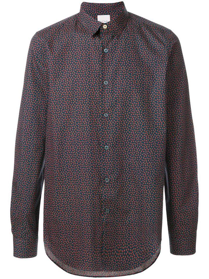 Paul Smith Printed Strawberry Skull Shirt, Men's, Size: Small, Blue, Cotton