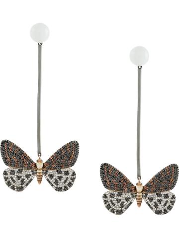 Astley Clarke Speckled Magpie Moth Bar Drop Earrings - Metallic