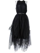 Vera Wang Belted Tulle Dress, Women's, Size: 8, Black, Viscose/nylon