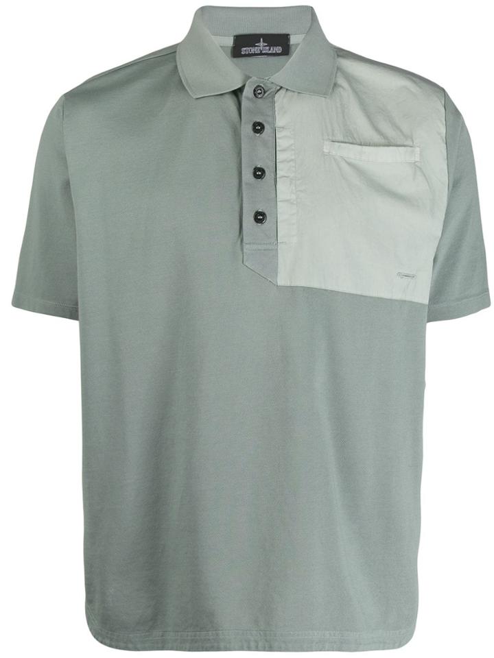 Stone Island Shadow Project Contrast Panel Polo Shirt - Green