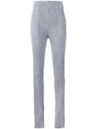 Balmain Skinny Trousers, Women's, Size: 38, Grey, Lamb Skin/cotton/spandex/elastane