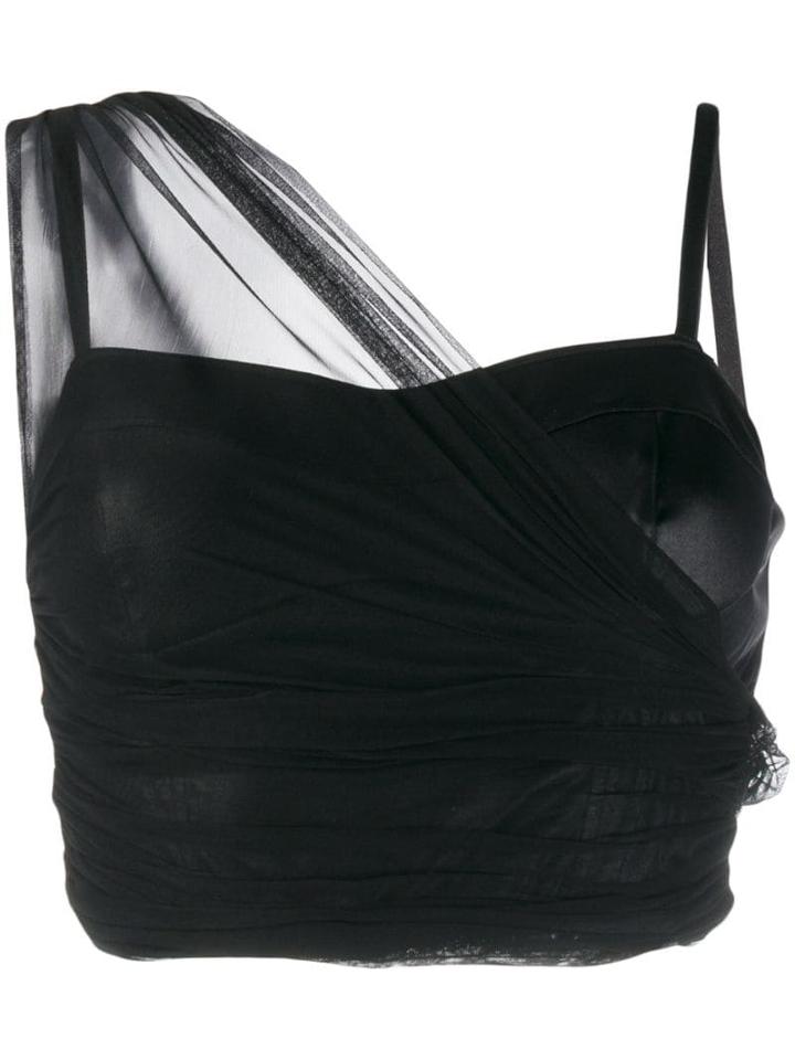 Pinko Tulle Draped Bustier Top - Black
